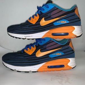Nike Air Max Lunar 90 Running Shoes Blue & Orange size 9